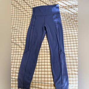 Women's High-Waisted Blue Track Pants
